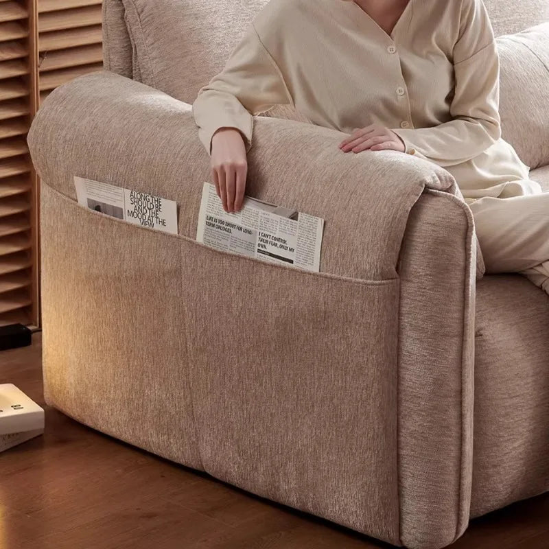 canapé lit moderne beige coussins velours storage inclinable électrique minimaliste