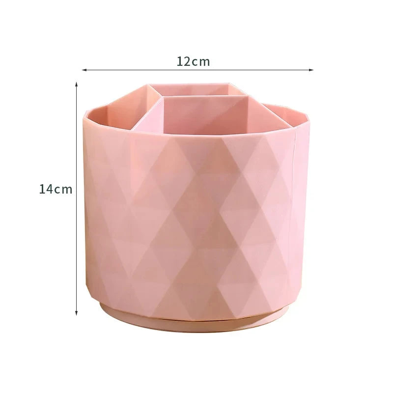 organisateur moderne pot rangement brosse maquillage crayons ciseaux règle vert pastel rose pâle blanc