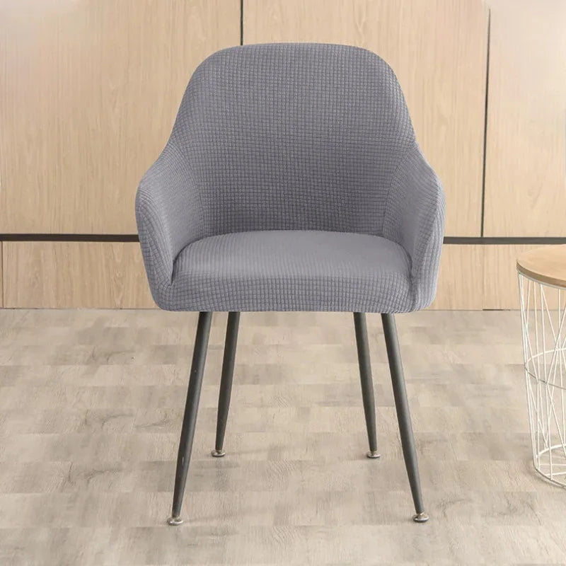 housse chaise moderne tissu carreaux imperméable antidérapante fauteuil banquet mariage salon intérieur gris