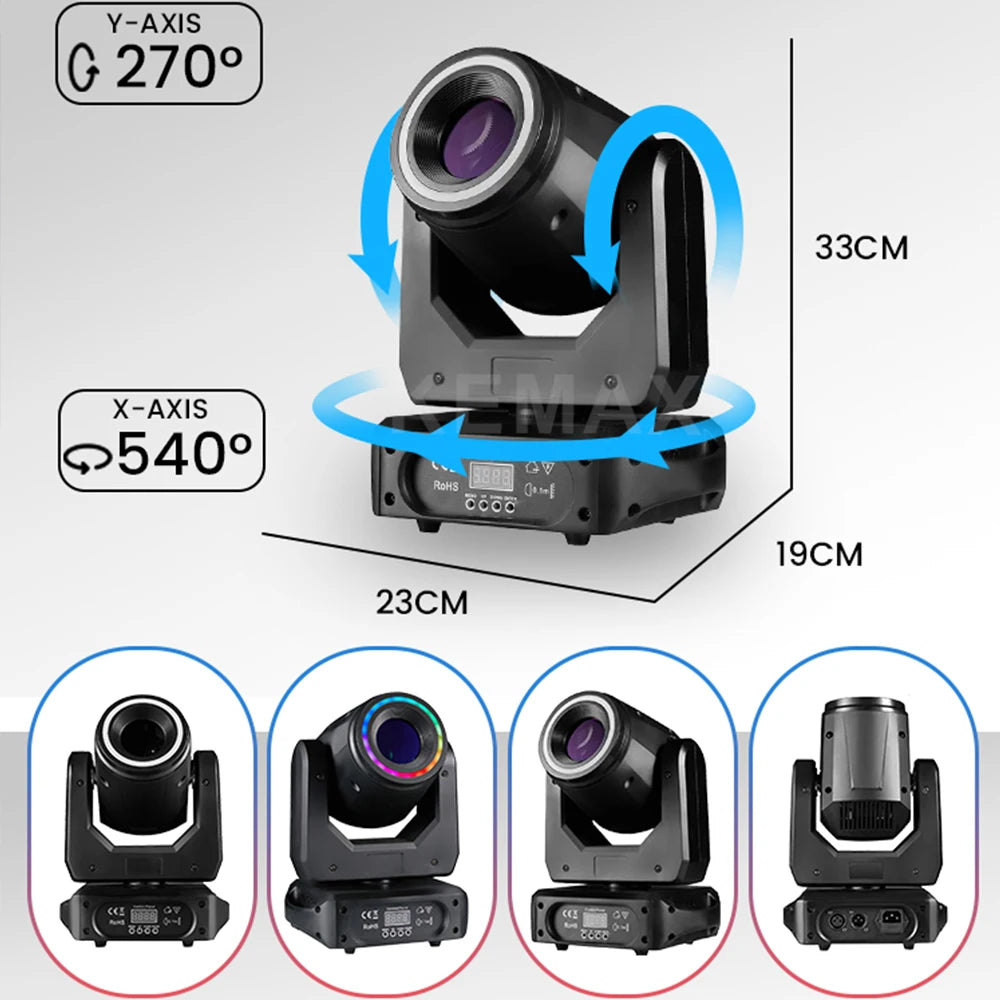 projecteur lumière mobile 150W prismes couleurs gobos moderne disco scène DJ
