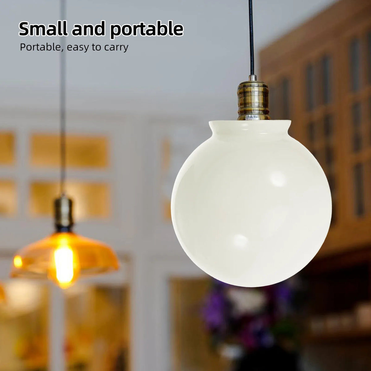 abat jour sphérique verre opale blanc moderne suspension remplacement lampe opaque tringle fixe globe