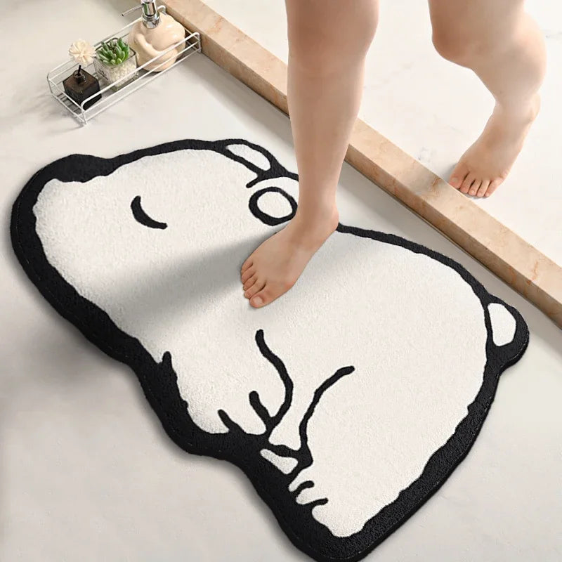 tapis sol antidérapant absorbant rapide taches dessin animé chien chat fleurs blanc marron gris