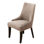 housse chaise jacquard feuilles beige gris moderne élastique polyester fixations boutons cuir