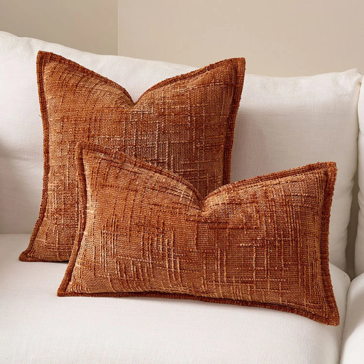 taies d'oreiller chenille gris beige motif solide contemporain non toxique dimension 45x45cm decoration maison