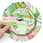 stickers graphiques moderne vert rose blanc adhésifs pack 50 pièces différents motifs floral