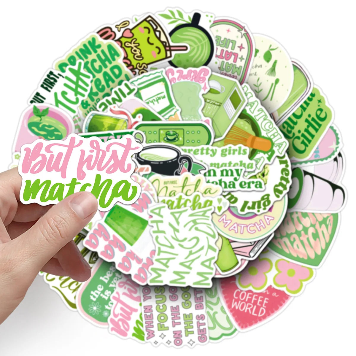 stickers graphiques moderne vert rose blanc adhésifs pack 50 pièces différents motifs floral