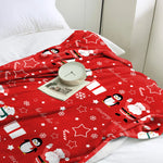 couverture polaire noël rouge blanche motifs flocons pères noel hiver moderne portable hospitalière festive