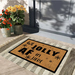 tapis d'entrée antidérapant marron clair lettres noires flocons neige moderne adhésif