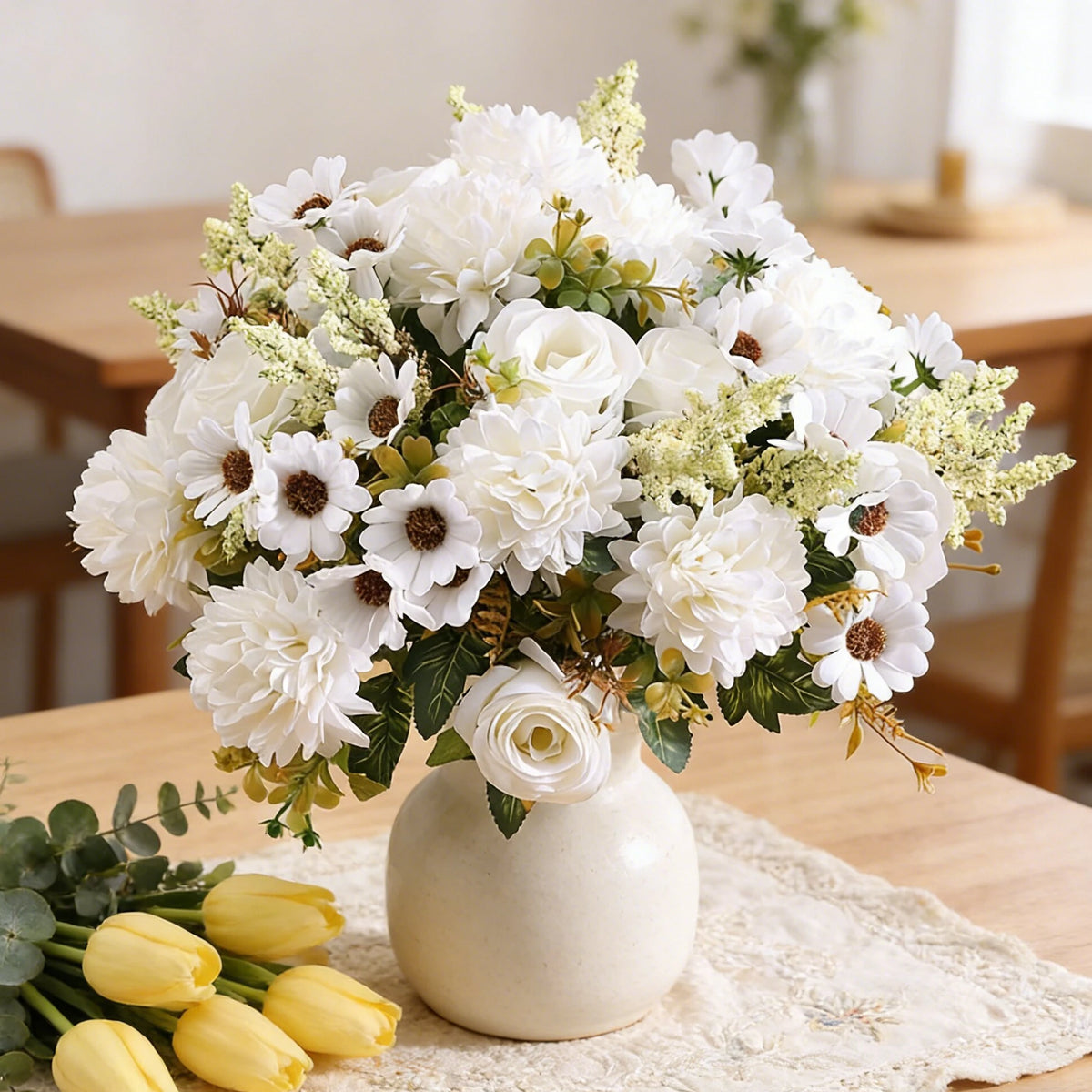 bouquet fleurs artificielles roses marguerites décoration mariage anniversaire extérieur intérieur