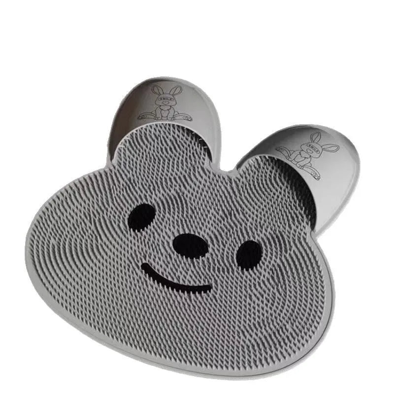 tapis bain blanc rose souriant oreilles lapin adhésif douche moderne