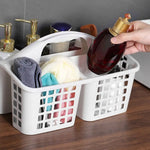 organisateur salle bain panier rangement blanc gris bleu pastel treillis moderne minimaliste
