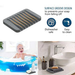 porte savon silicone strié gris blanc moderne salle bain cuisine drainage anti dérapant support