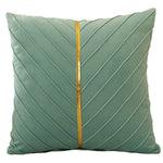 housses coussins décoratifs velours plis verticaux bleu foncé jaune gris modernes opaques 45x45cm