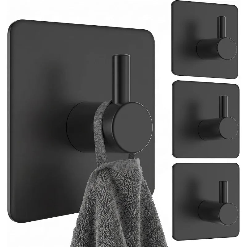 porte serviettes mural adhésif acier inoxydable noir moderne crochets salle bainrangement