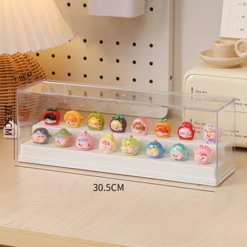 présentoir transparent empilable rangement figurines miniatures blanc beige