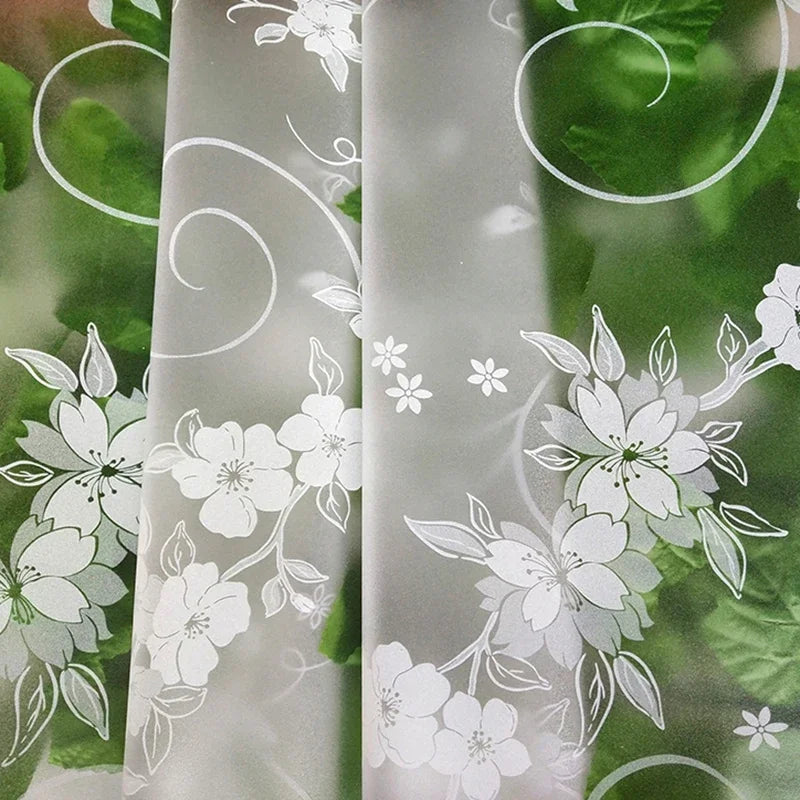 Film fenêtre décoratif floral adhésif moderne gris translucide motifs végétauxOpaque Blanc Feuilles