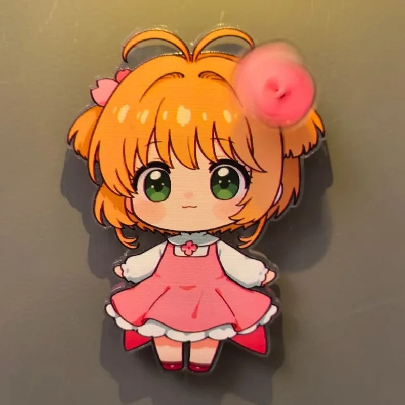 aimant mignon dessin animé personnages magiques orange rose blanc vert rouge gris fantaisie maison