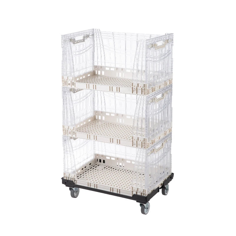 chariot pliable rangement transparent moderne pratique grands compartiments plastique robuste courses