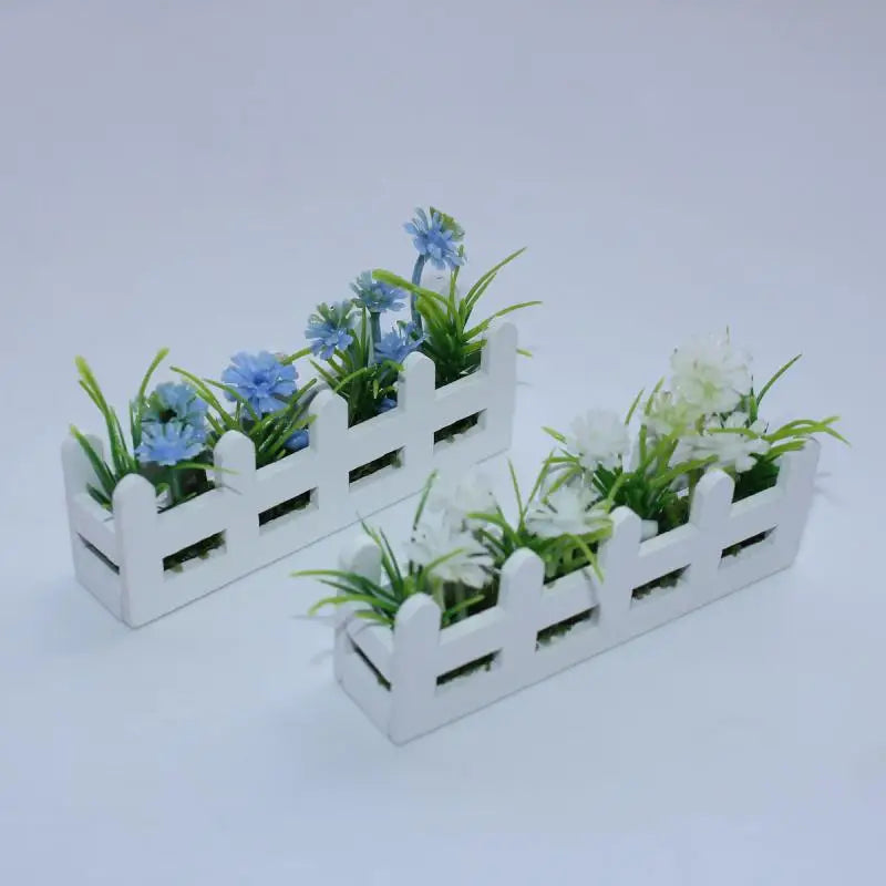 miniature clôture fleurs artificielles différentes couleurs décorative maison poupée accessoire miniature vert rose jaune
