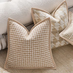 housse coussin carré polyester géométrique moderne beige clair foncé suspension Jacquard décoration maison commerciale