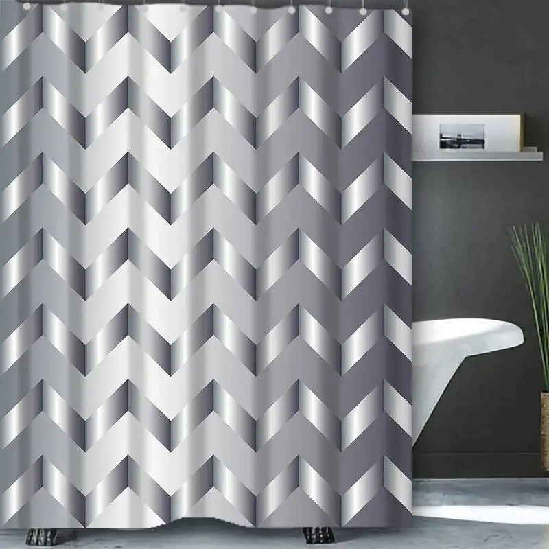 Rideau de douche couleur argent, avec un motif de rideau classique, idéal pour ajouter une touche d'élégance à votre salle de bains.