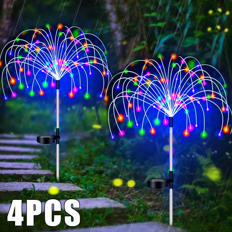 décorations solaires multicolores feu d'artifice clips modernes extérieures led étanches jardinées clips câbles connecteurs