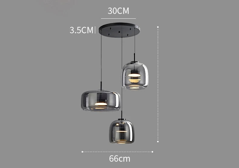 luminaire suspension moderne verre transparent doré câble salon salle manger