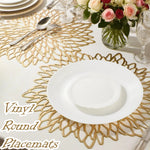 placemats ronds or feuilles élégantes moderne serviettes couverts verres adhésif respectueux environnement vinyle echangement