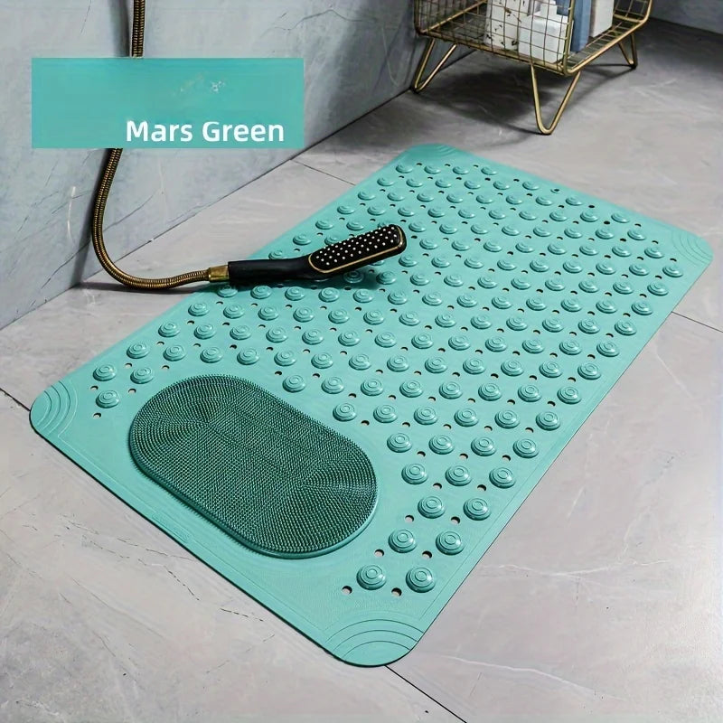 tapis bain pvc antidérapant vert clair texture cercles picots moderne sécurité douche