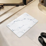 tapis marbre moderne blanc gris bleu antidérapant résistant saloon bain porte machine lavable