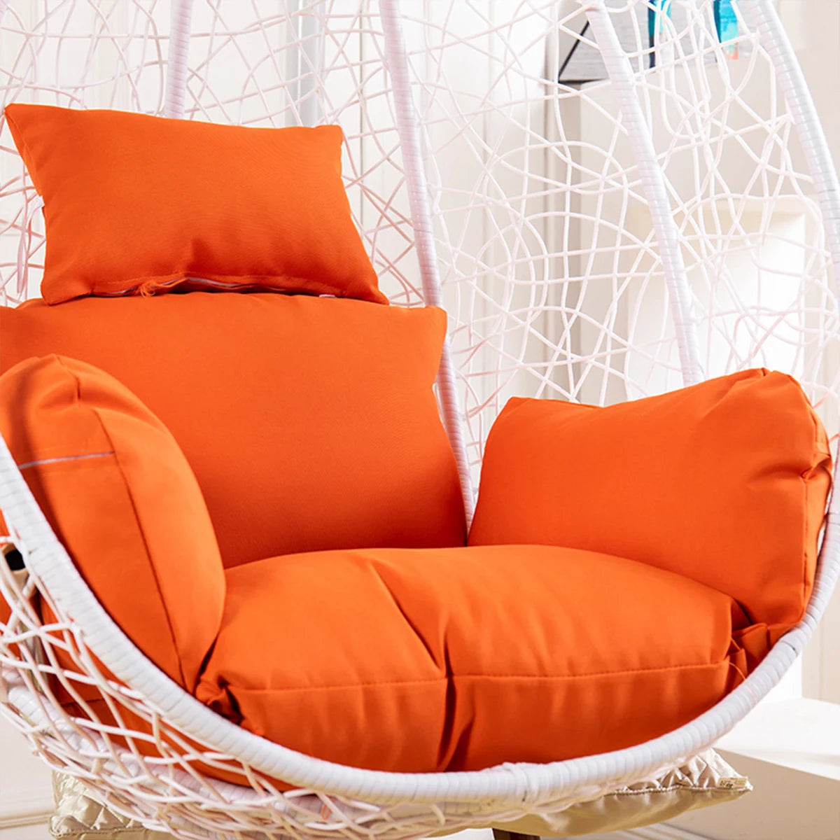 fauteuil suspendu moderne coussins orange vert jaune rouge beige polyester coton respirant fixations