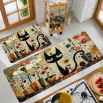 tapis sol moderne chats noirs fleurs colorées imperméable polyester usage maison hôtelextérieur