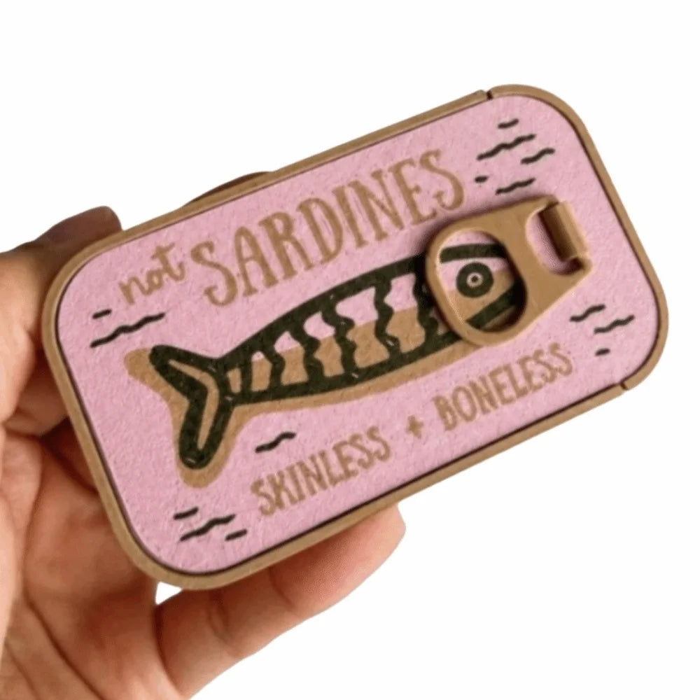 boîte bijoux vintage sardines poisson os not sardines skinless boneless poignée couleur collier boucles