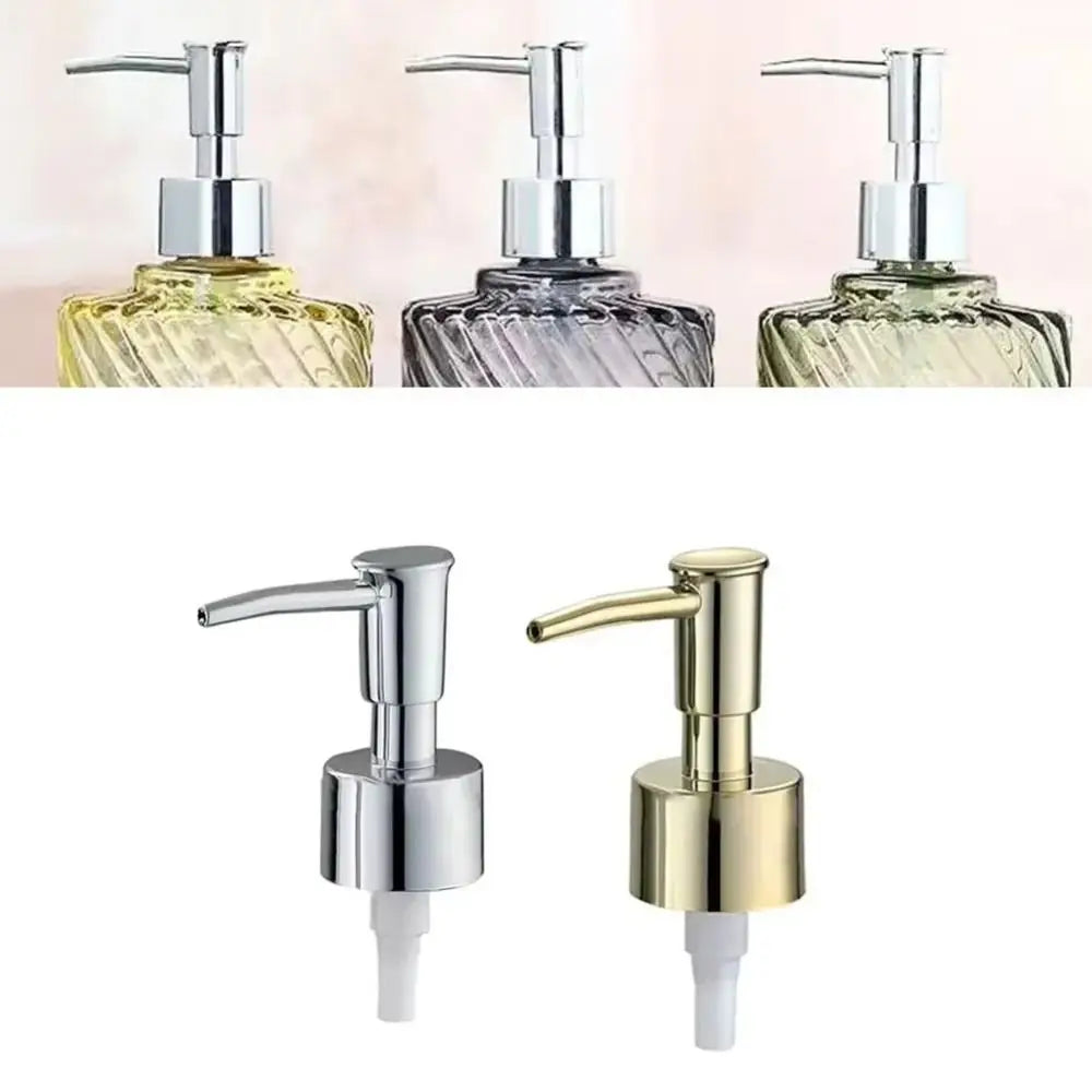 distributeur savon liquide moderne or argent rondelles transparent blanc