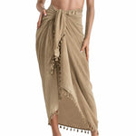 sarong élégant boho uni vert rose blanc noir tissu polyester rapide séchage tassel inclusion