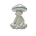 statuette champignon résine polie moderne minimaliste blanc beige marron clair taches blanches texture mat