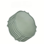 assiettes classiques opaques vert gris beige rose pâle 30x43cm lisses dorées cuillères