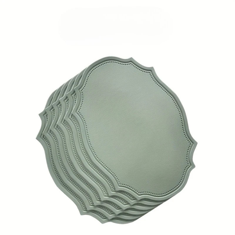 assiettes classiques opaques vert gris beige rose pâle 30x43cm lisses dorées cuillères
