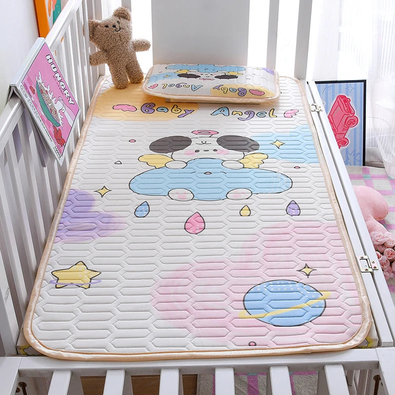 tapis sol enfant dessins animés bleu vert rose opacité cartoon antiacariens