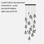 suspension lumineuse moderne cristal transparent dorées salon restaurant chambre principal