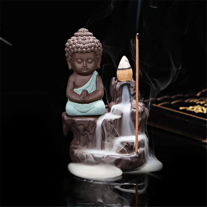 statue bouddha artisanale statuaire motifs roche texture granuleuse apaisante calme salon