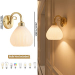 lampe murale moderne dorée plissée fixée mur abat jour blanc led opaque