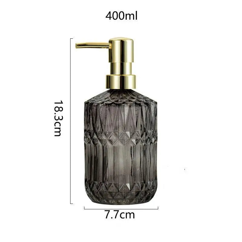 distributeur savon liquide bleu clair moderne texture géométrique noir gris