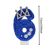 bougies chiffre anniversaire bleu pailleté décoratives festives crochet couronne numérotées grande taille