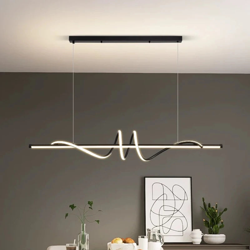 suspension lumineuse moderne ondulée led blanc doré noir fixe 2000 82000lm