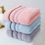 serviettes toilette rapide absorbantes microfibre coton polyester rose clair rayures noires classique