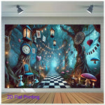 décoration murale alice thème floral horloges coeurs anniversaire mariage événement fantaisie vintage magique