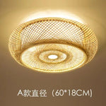 lampe tissage rotin moderne rustique bois naturel diamètre 40cm 50cm 60cm 80cm downlight