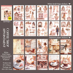 sticker autocollant livre vintage illustration personne animal floral 90x125mm scrapbooking album journal intime