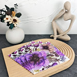 serviettes papier motif floral anémones violet rose élégantes restauration pâtisserie fêtes mariage été